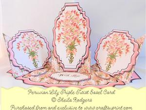Triple Twist Easel Card - Peruvian Lily
