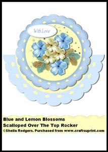 Scalloped Over the Top Rocker - Blue and Lemon Blossoms