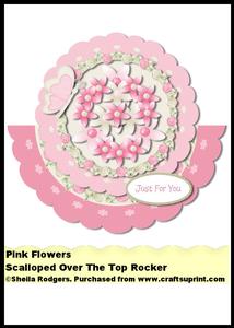 Scalloped Over the Top Rocker - Pink Flowers