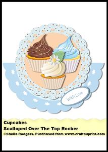 Scalloped Over the Top Rocker - Cupcakes