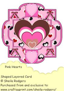 Shaped Layered Card - Pink Hearts