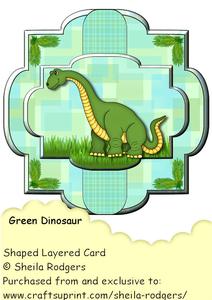 Shaped Layered Card - Green Dinosaur