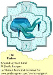 Shaped Layered Card - Teal Fashion