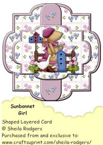 Shaped Layered Card - Sunbonnet Girl