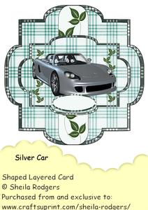 Shaped Layered Card - Silver Car