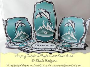 Triple Twist Easel Card - Leaping Dolphins