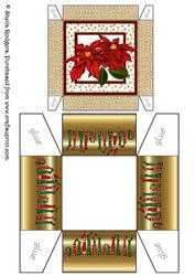 Red Poinsettia and Stockings Gift Box
