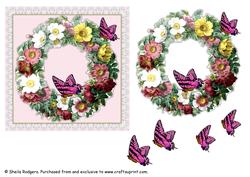 Floral Wreath with Butterflies