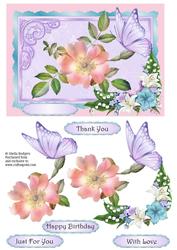Pastel Flowers and Butterfly
