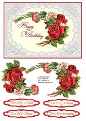Vintage Roses and Carnations in Lace