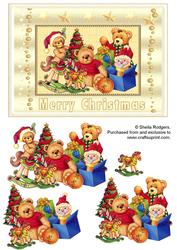 Christmas Teddies by Tree