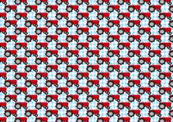 Red Tractor on Blue Gingham Backing Paper