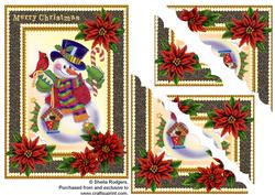 Snowman and Poinsettias Scalloped Corners