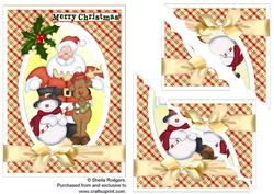 Santa and Friends with Holly Scalloped Corners