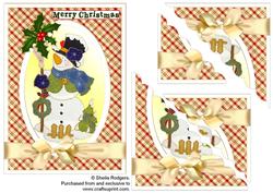 Snowman with Holly Scalloped Corners