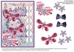 Woven Ribbon Card - Beaded Butterflies