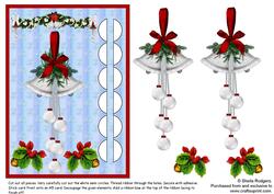 Woven Ribbon Card - Silver Christmas Bells