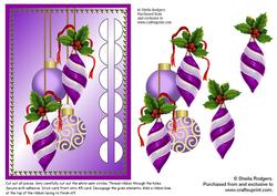 Woven Ribbon Card - Purple Baubles