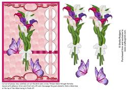 Woven Ribbon Card - Lily Bouquet & Butterflies