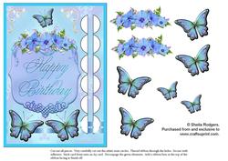 Woven Ribbon Card - Birthday Plaque with Butterflies