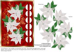 Woven Ribbon Card - White Poinsettias