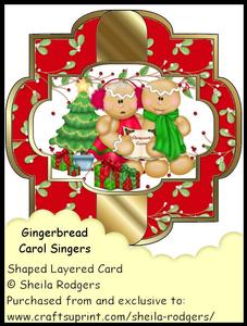 Gingerbread Carol Singers - Shaped Layered Card