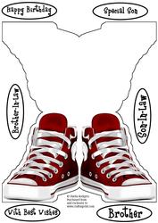 Red Sneakers Shaped Card