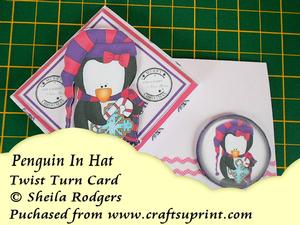 Penguin in Hat Twist Turn Card