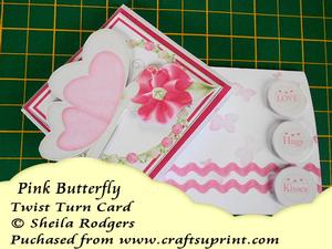 Pink Butterfly Twist Turn Card