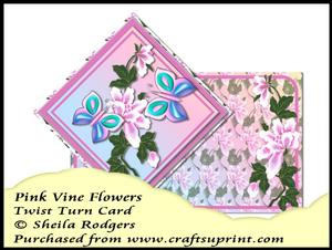 Twist Turn Card - Pink Vine Flowers