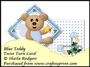 Twist Turn Card - Blue Teddy
