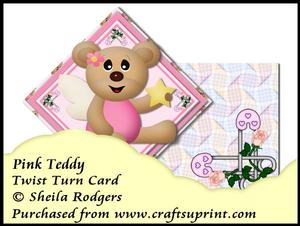 Twist Turn Card - Pink Teddy