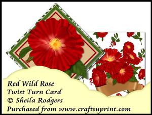 Twist Turn Card - Red Wild Rose