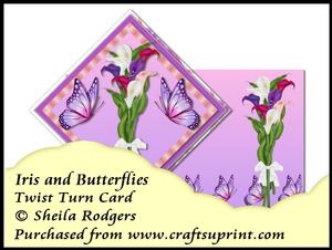 Twist Turn Card - Iris and Butterflies