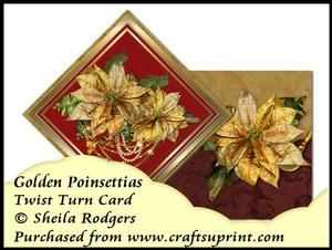 Twist Turn Card - Golden Poinsettias