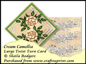 Large Twist Turn Card - Cream Camellia