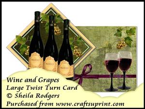 Large Twist Turn Card - Wine and Grapes