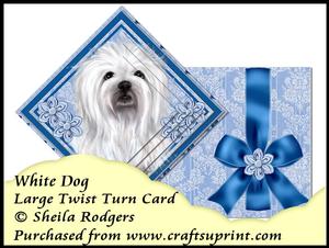 Large Twist Turn Card - White Dog