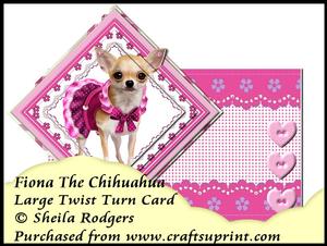 Large Twist Turn Card - Fiona the Chihuahua