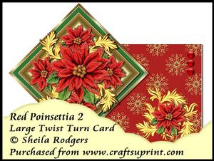 Large Twist Turn Card - Red Poinsettia 2