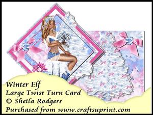 Large Twist Turn Card - Winter Elf