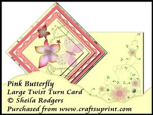 Large Twist Turn Card - Pink Butterfly