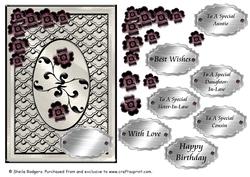 Black Flowers on Silver
