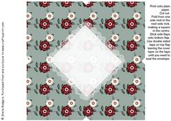 All in One Envelope for 5 Inch Card - Red and Cream Flowers