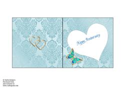 5 Inch Square Insert - Anniversary Hearts & Butterflies