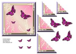 Shell Corners - Magenta Butterflies