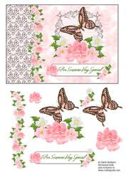 Soft-hued Flowers and Butterfly