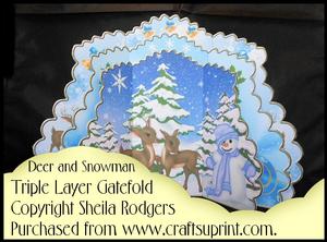 Triple Layer Gatefold - Deer & Snowman