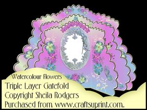Triple Layer Gatefold - Watercolour Flowers