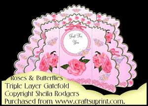 Triple Layer Gatefold - Roses and Butterflies